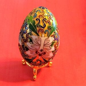 Elegant Cloisonné Enamel Hand Crafted Egg with Stand